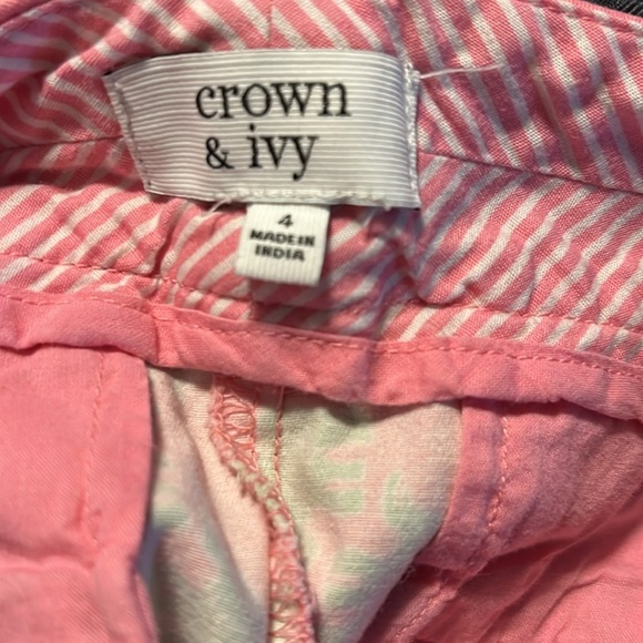Crown & Ivy   Bermuda shorts  pink/Kelly green elephants  midrise   Size 4 - Picture 9 of 10